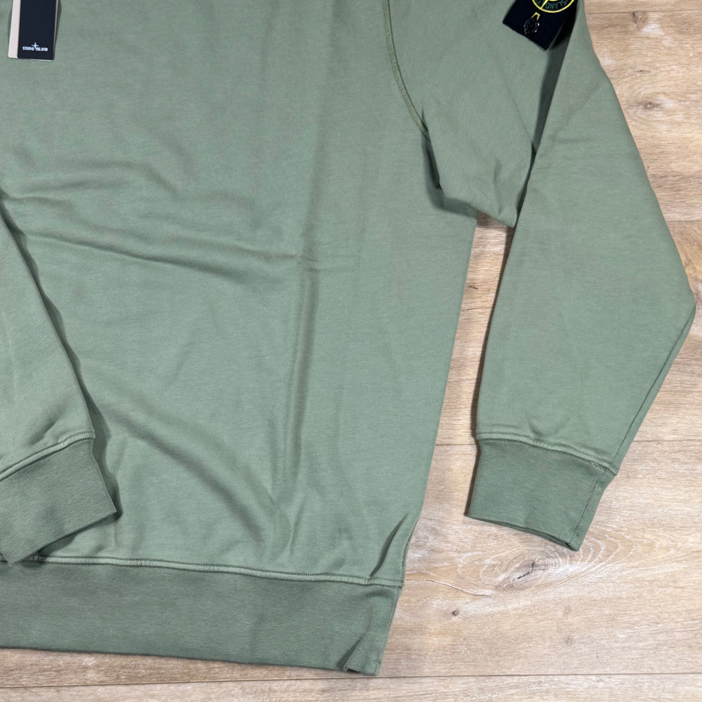 Stone Island Organic Cotton Fleece Crewneck Sweatshirt in Sage Green