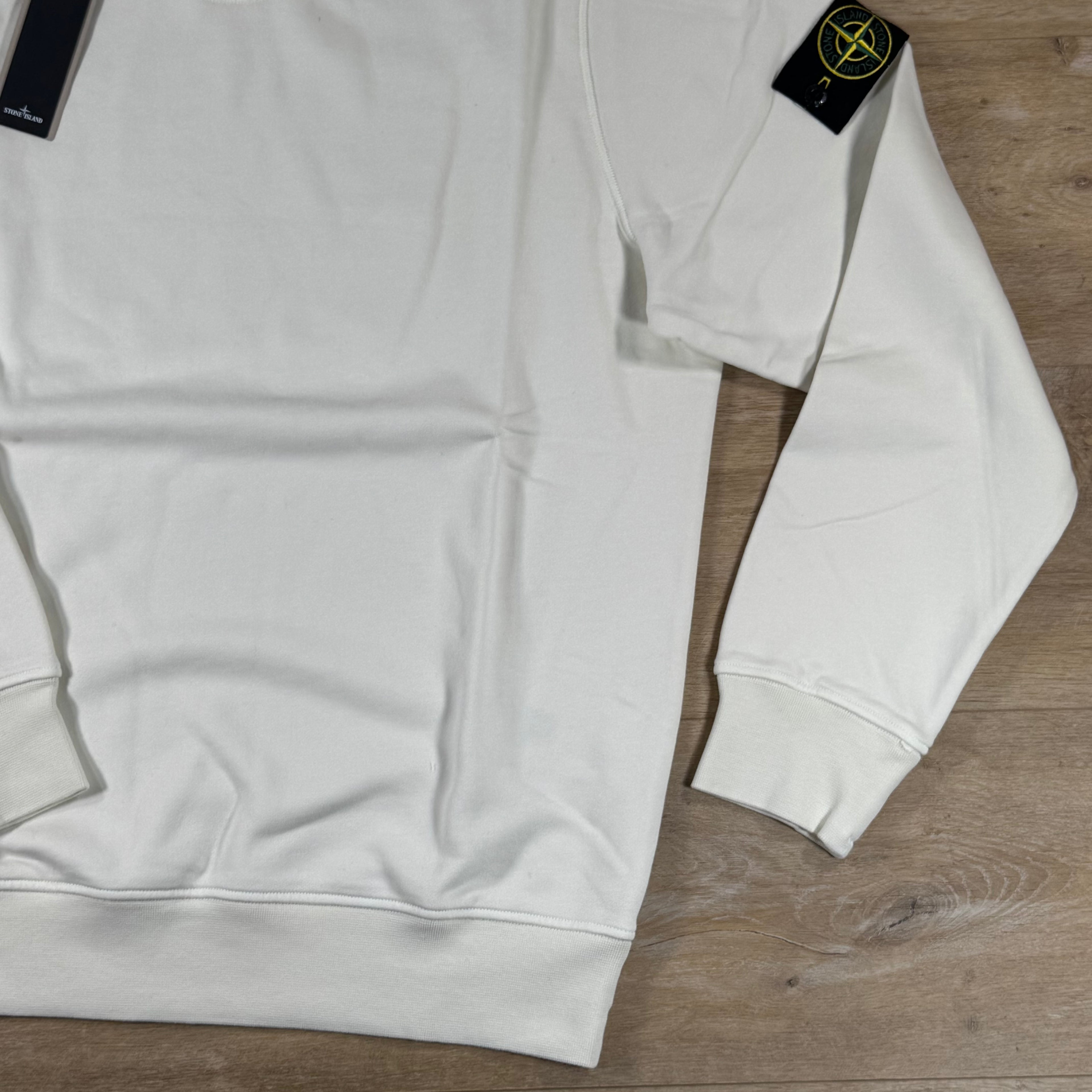 Stone Island Organic Cotton Fleece Crewneck Sweatshirt in Ivory