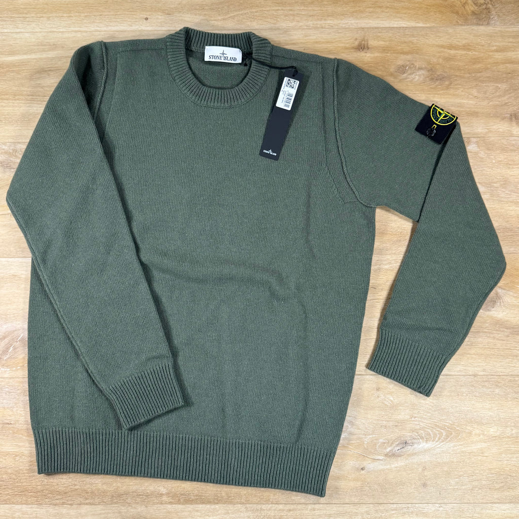 Stone Island Lambswool Crewneck Jumper in Military Green