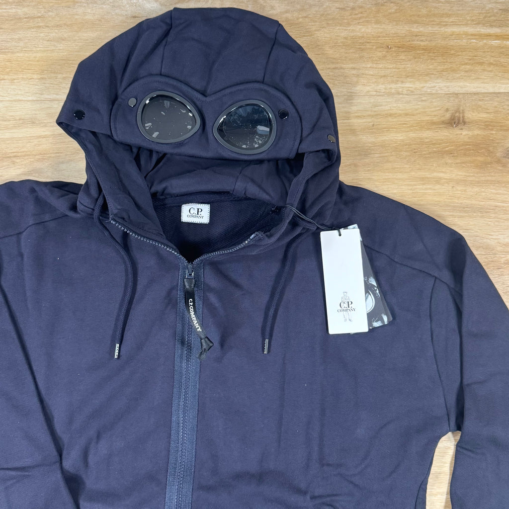 C.P. Company Diagonal Raised Fleece Goggle Hoodie in Navy