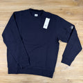 C.P. Company Diagonal Raised Fleece Crewneck Lens Sweatshirt in Navy