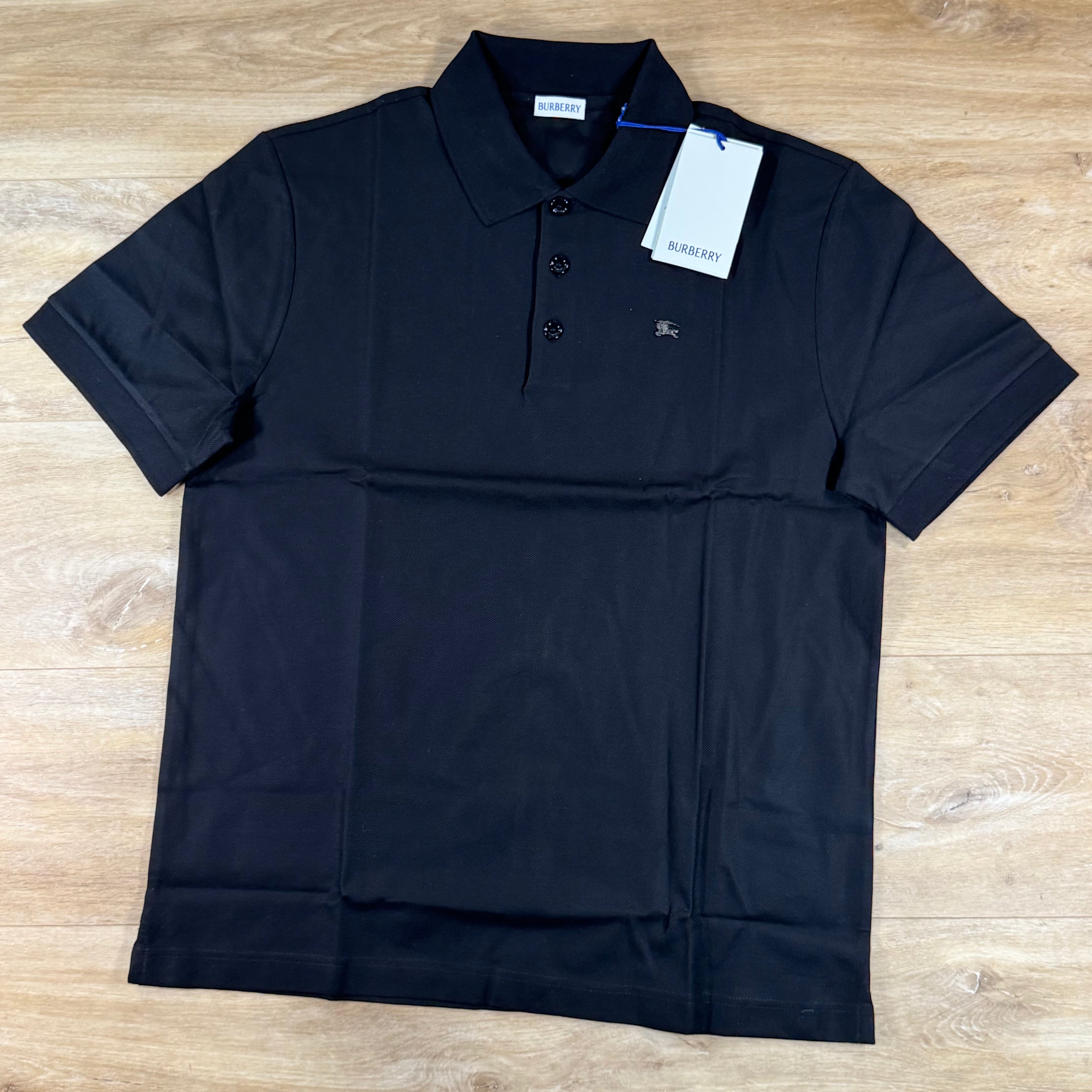 Burberry Metal Knight Cotton Polo Shirt in Black