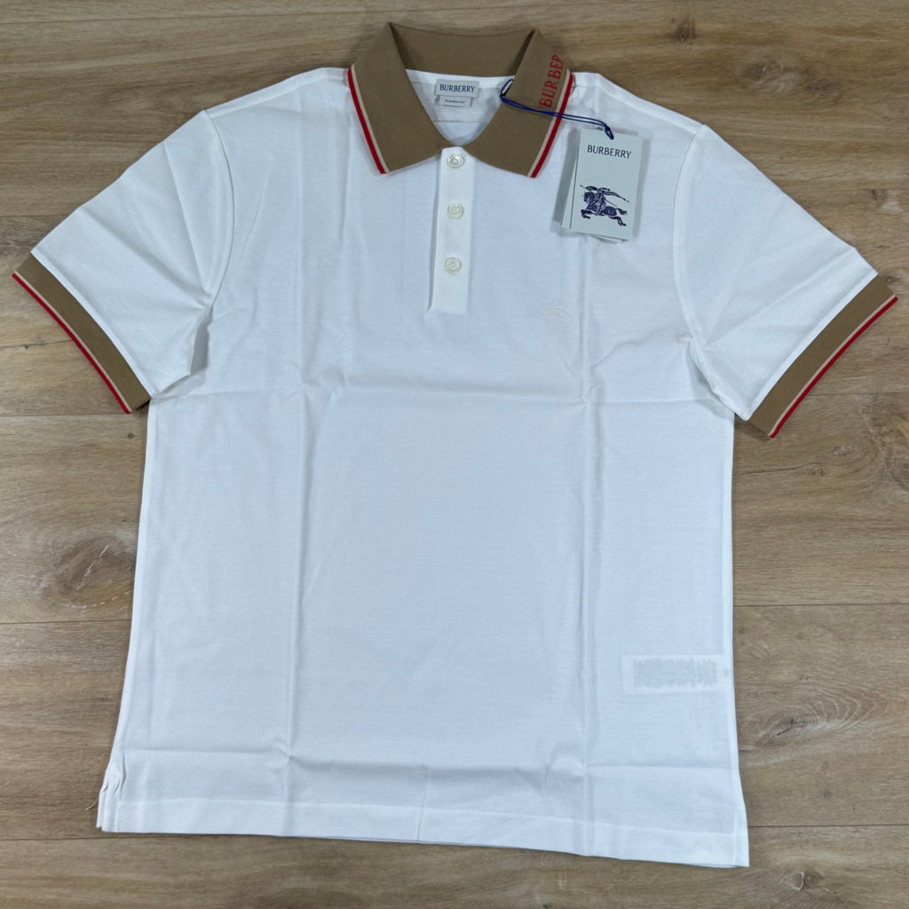 Burberry Evan Check Trim Polo Shirt in Chalk