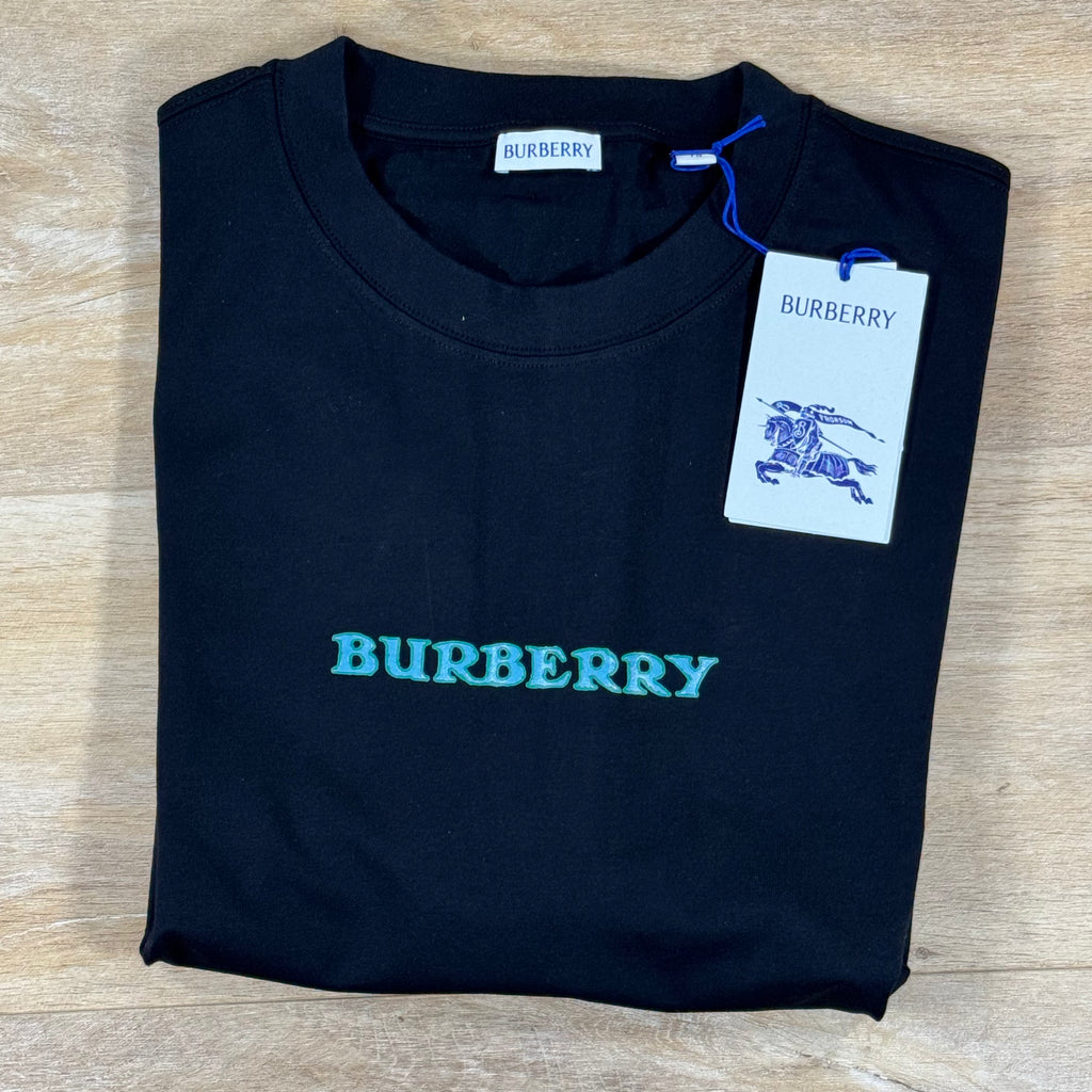 Burberry Heritage Logo Cotton T-Shirt in Black