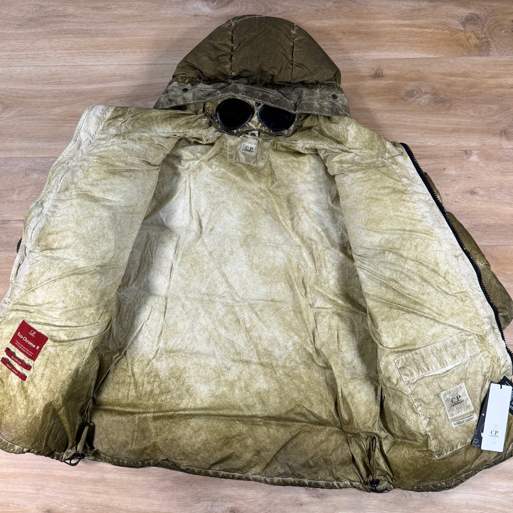 C.P. Company Eco-Chrome R Mixed Goggle Down Jacket in Re-Color Kaky - Beige