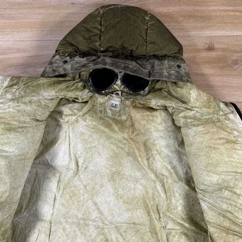 C.P. Company Eco-Chrome R Mixed Goggle Down Jacket in Re-Color Kaky - Beige
