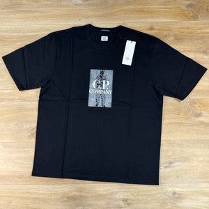C.P. Company Mercerized Jersey Twisted Chest Logo T-Shirt in Black