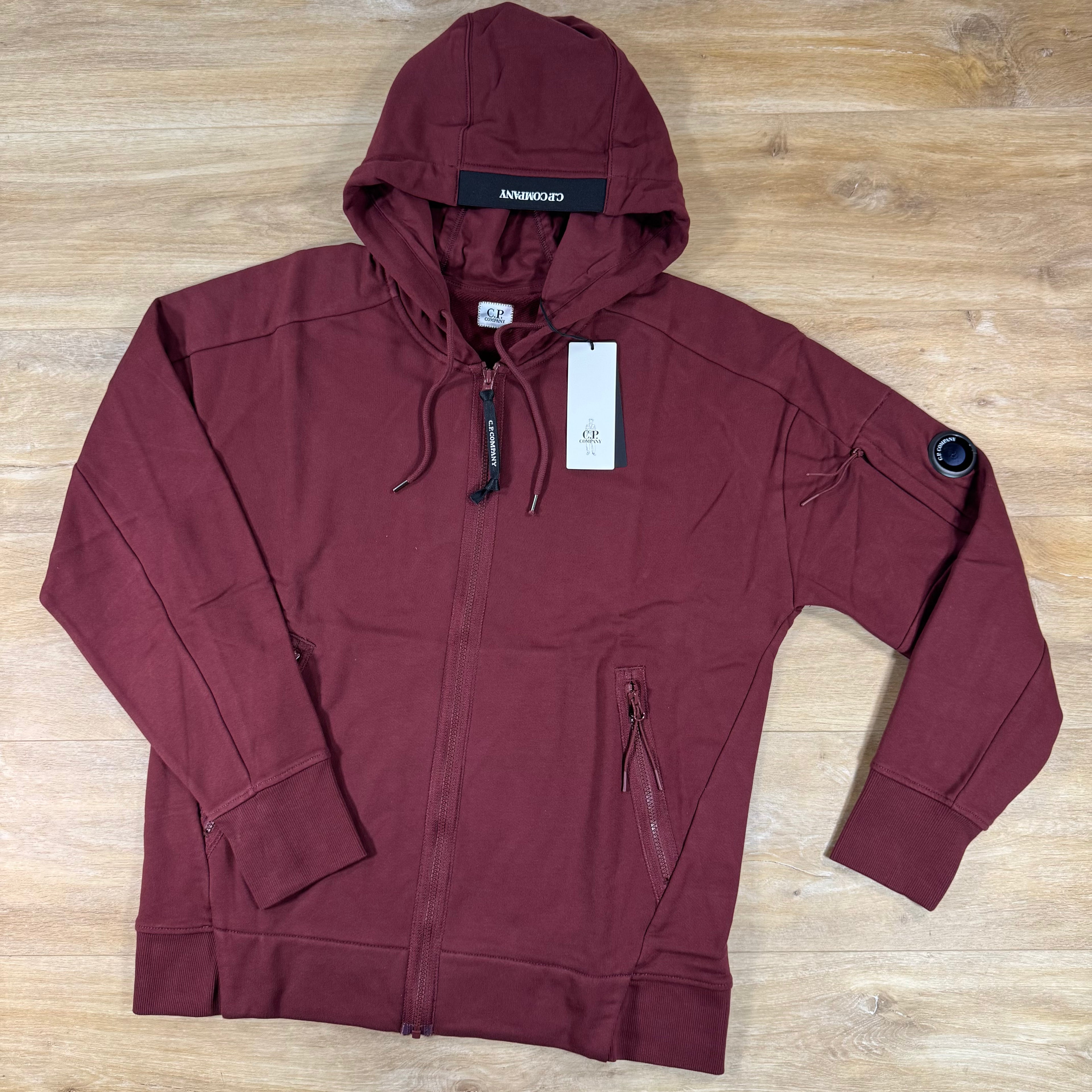 C.P. Company Diagonal Raised Zipped Lens Hoodie in Andorra - Red