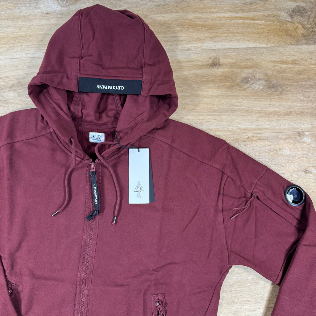 C.P. Company Diagonal Raised Zipped Lens Hoodie in Andorra - Red