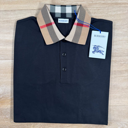 Burberry Cody Check Collar Polo Shirt in Black