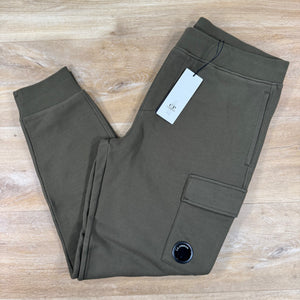 C.P. Company Diagonal Raised Fleece Lens Sweatpants in Ivy Green