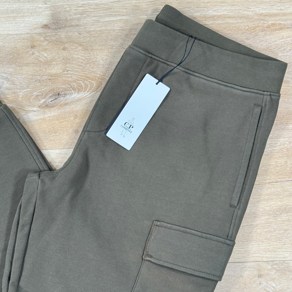C.P. Company Diagonal Raised Fleece Lens Sweatpants in Ivy Green