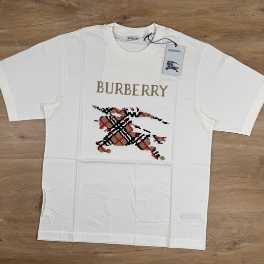 Burberry Ryan Cross Stitch EKD T-Shirt in Chalk
