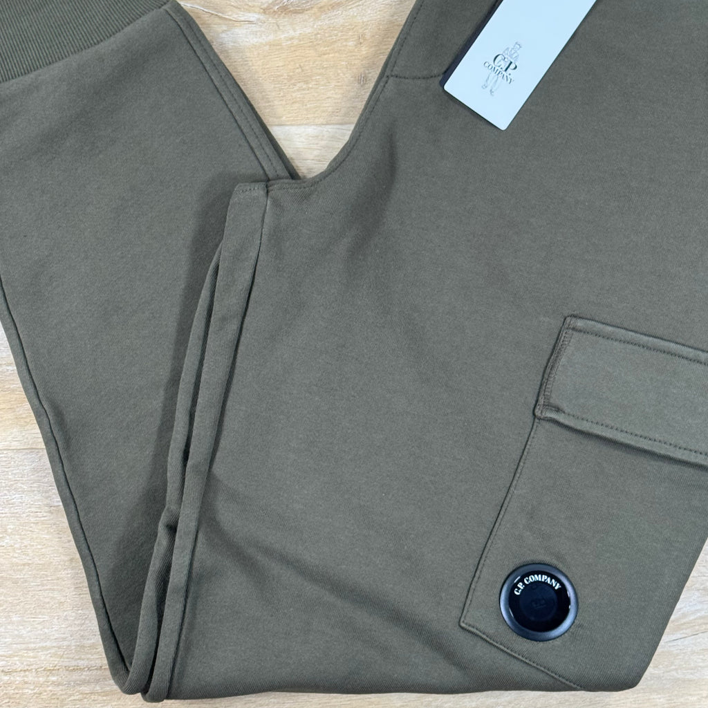 C.P. Company Diagonal Raised Fleece Lens Sweatpants in Ivy Green