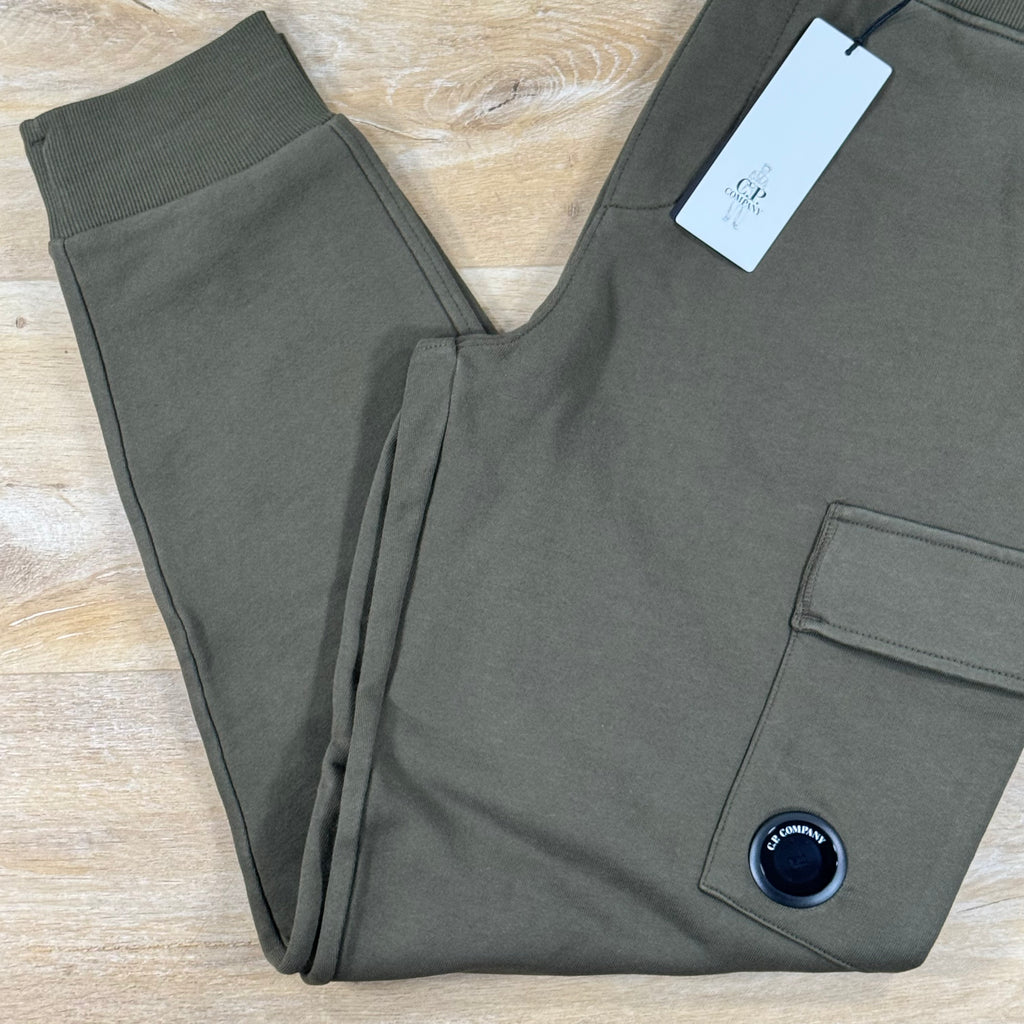 C.P. Company Diagonal Raised Fleece Lens Sweatpants in Ivy Green