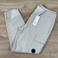 C.P. Company Diagonal Raised Fleece Lens Sweatpants in Silver Birch
