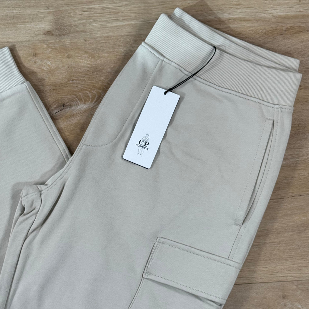 C.P. Company Diagonal Raised Fleece Lens Sweatpants in Silver Birch
