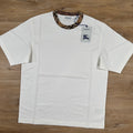 Burberry Check Trim T-Shirt in Chalk