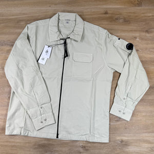 C.P. Company Organic Gabardine Lens Overshirt in Fallen Rock - Beige