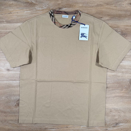 Burberry Check Trim T-Shirt in Flax