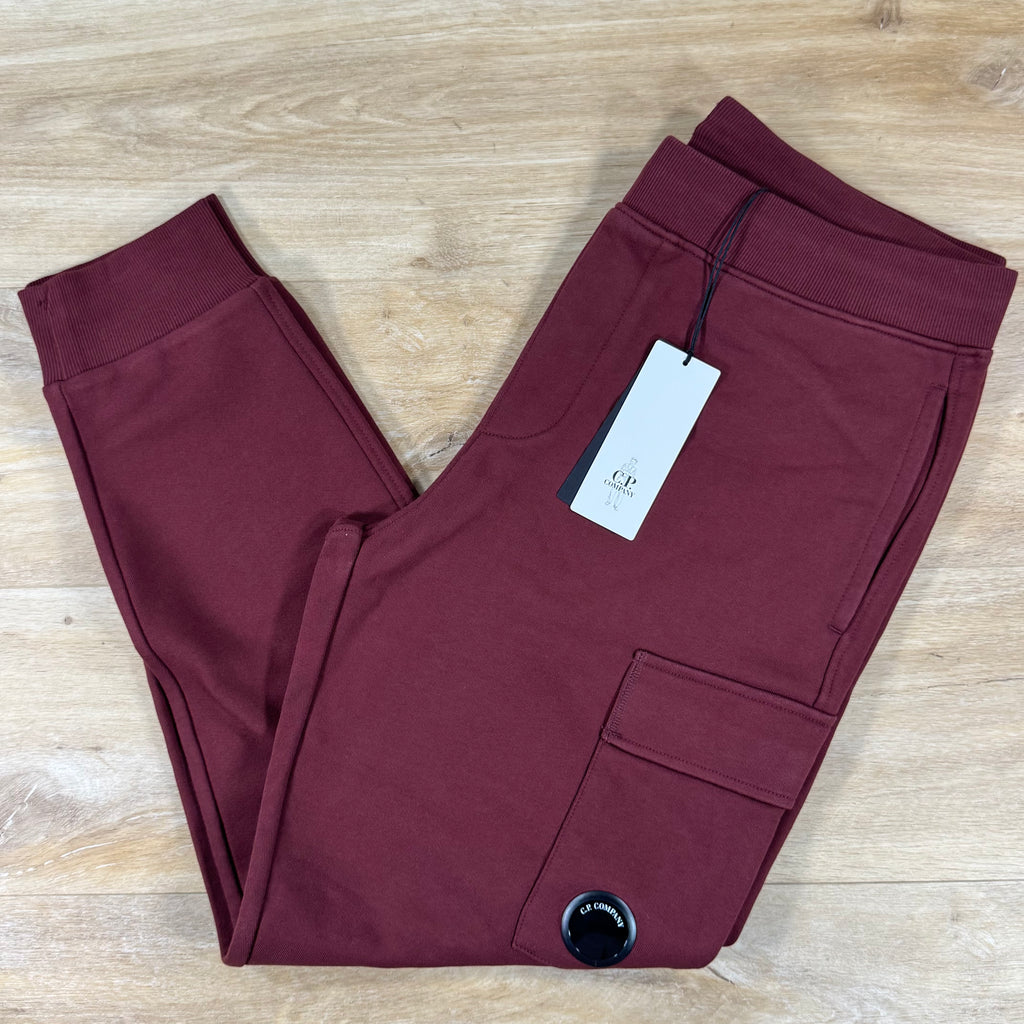 C.P. Company Diagonal Raised Fleece Lens Sweatpants in Andorra - Red