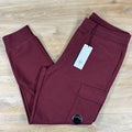 C.P. Company Diagonal Raised Fleece Lens Sweatpants in Andorra - Red