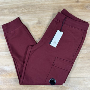 C.P. Company Diagonal Raised Fleece Lens Sweatpants in Andorra - Red