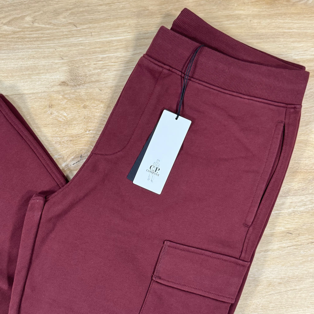 C.P. Company Diagonal Raised Fleece Lens Sweatpants in Andorra - Red