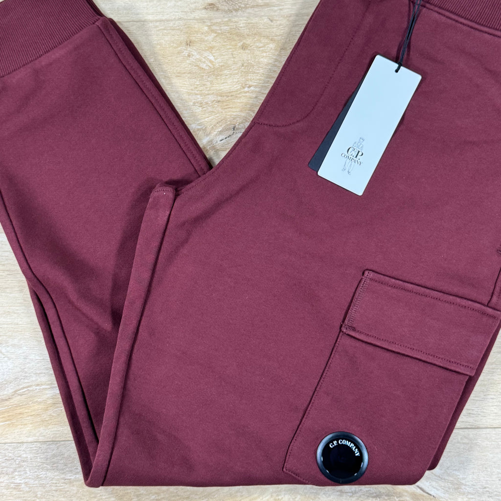 C.P. Company Diagonal Raised Fleece Lens Sweatpants in Andorra - Red