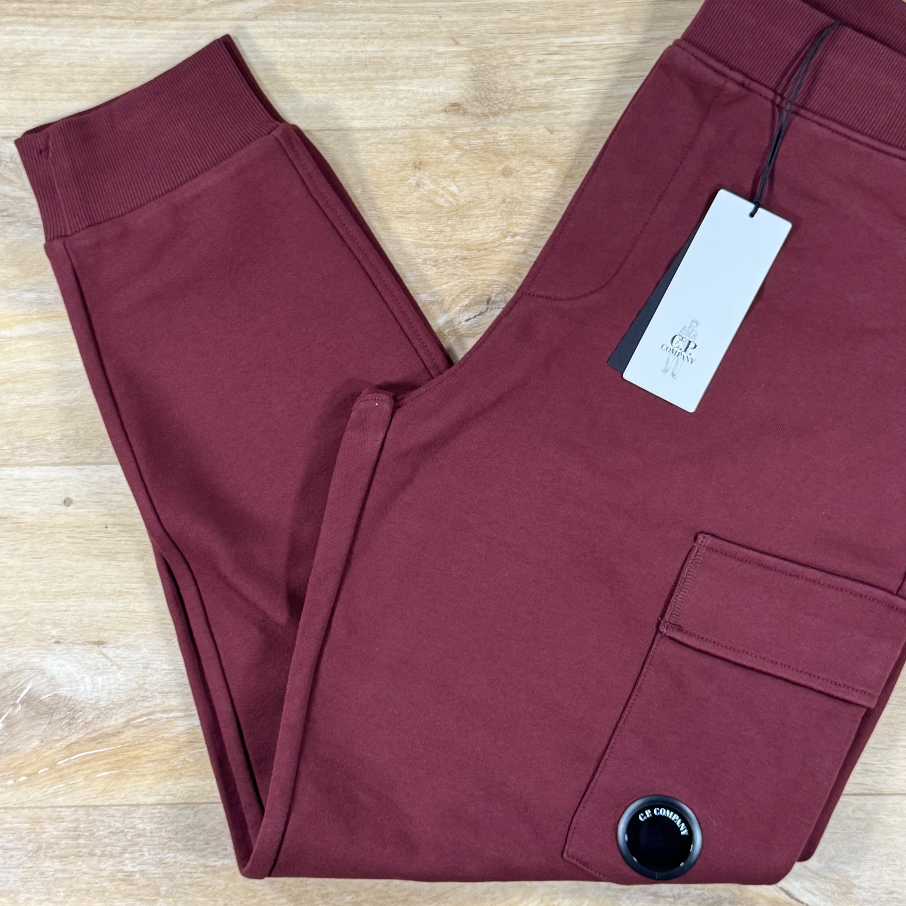 C.P. Company Diagonal Raised Fleece Lens Sweatpants in Andorra - Red
