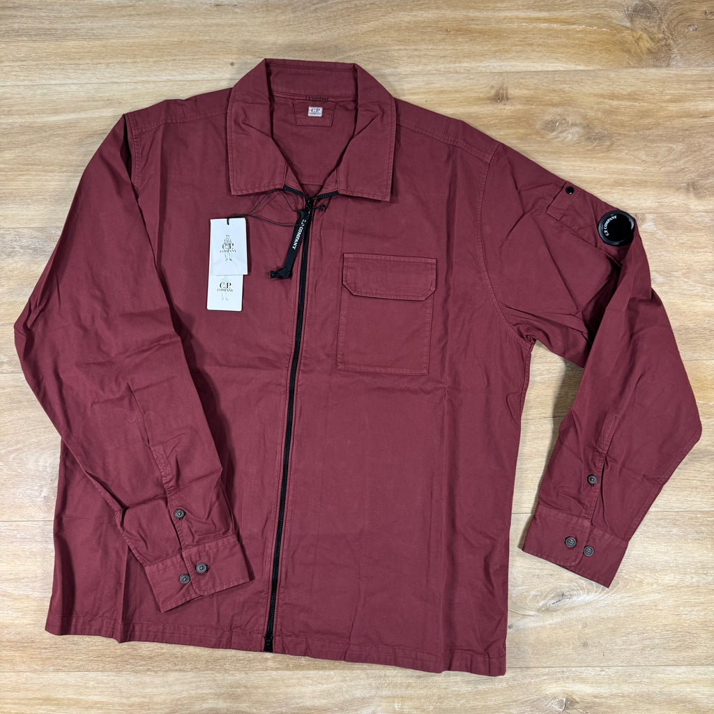 C.P. Company Organic Gabardine Lens Overshirt in Andorra - Red