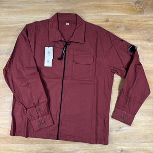 C.P. Company Organic Gabardine Lens Overshirt in Andorra - Red