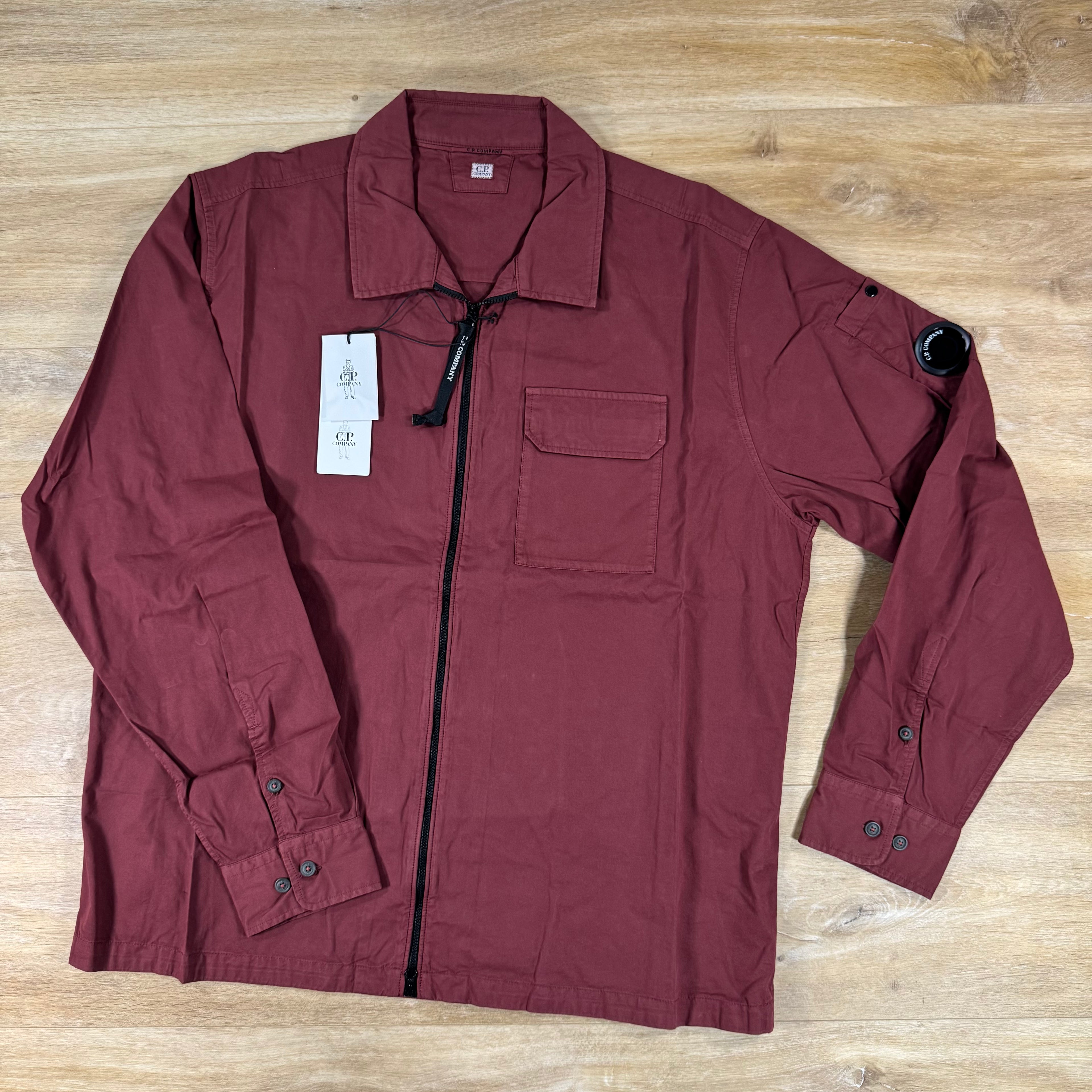 C.P. Company Organic Gabardine Lens Overshirt in Andorra - Red