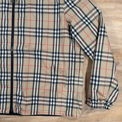 Burberry Reversible Check Hooded Jacket in Sand