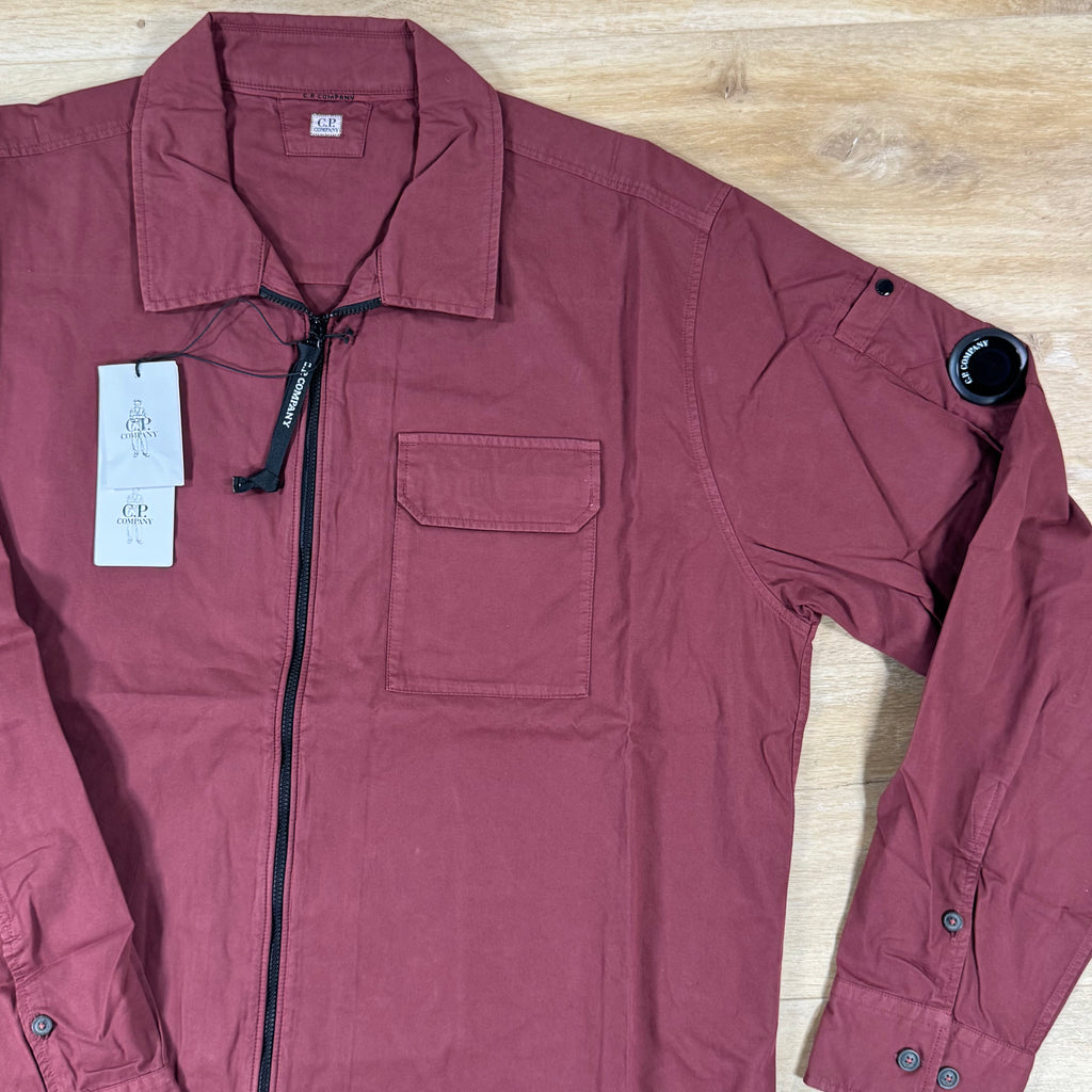 C.P. Company Organic Gabardine Lens Overshirt in Andorra - Red