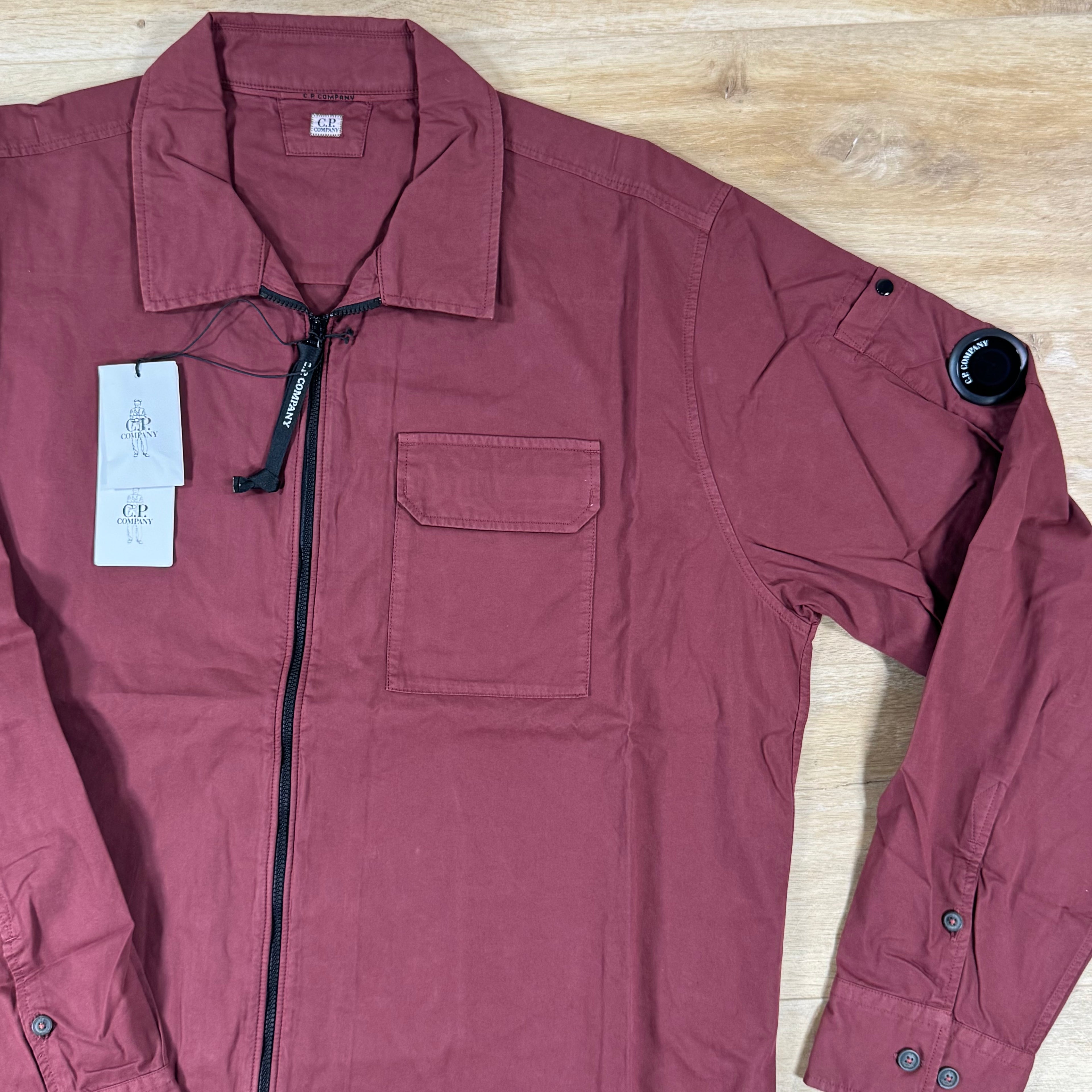 C.P. Company Organic Gabardine Lens Overshirt in Andorra - Red