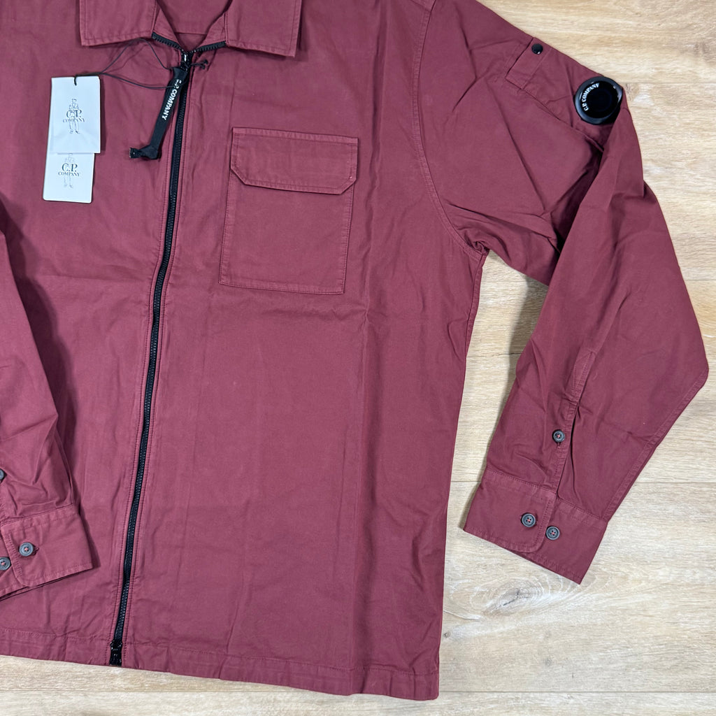 C.P. Company Organic Gabardine Lens Overshirt in Andorra - Red