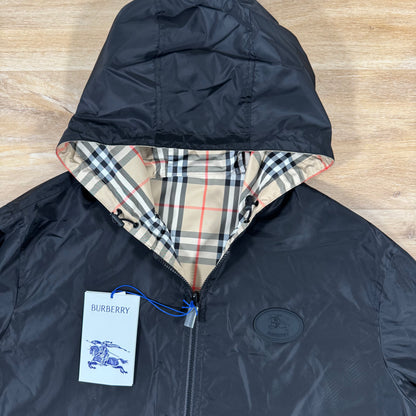 Burberry Reversible Check Hooded Jacket in Sand