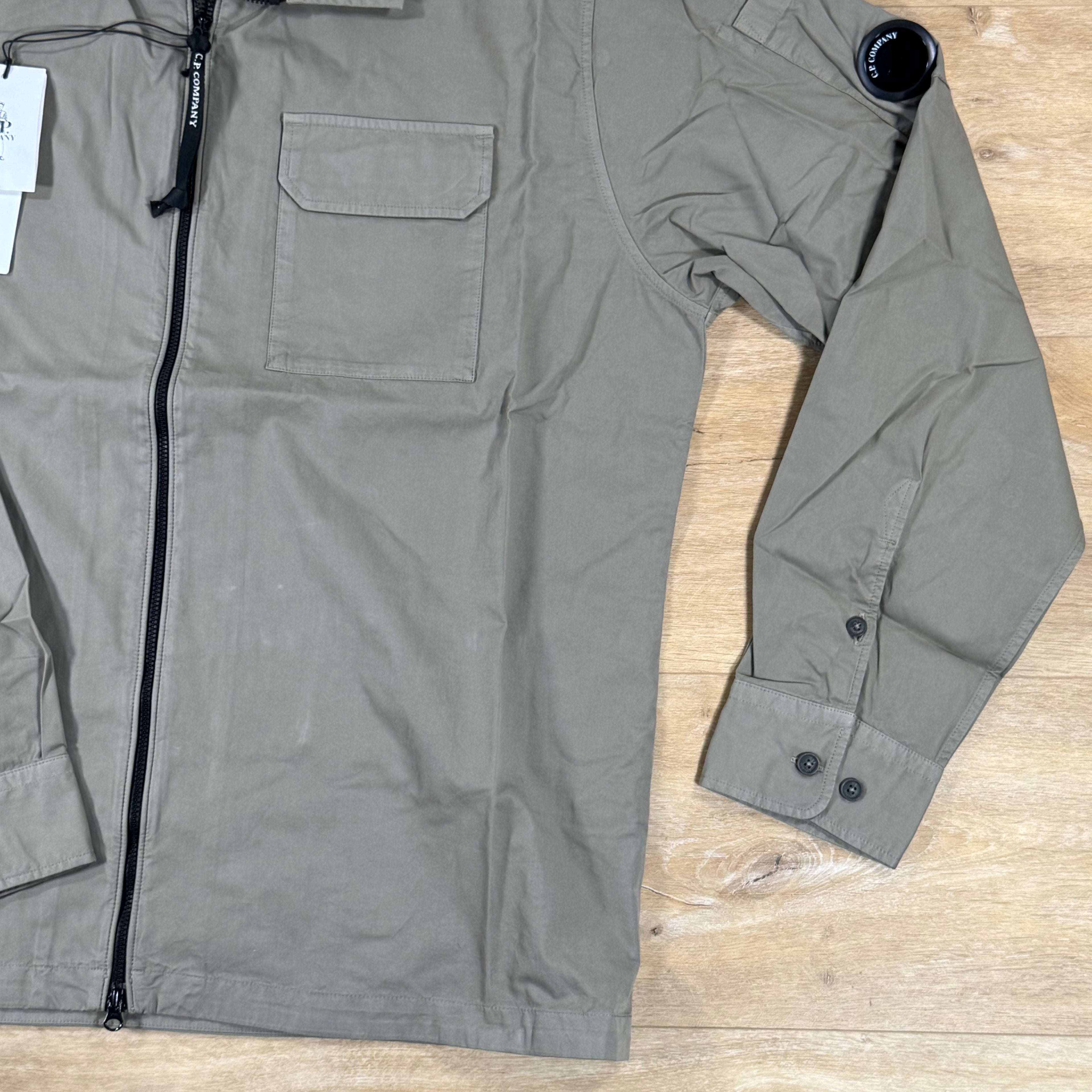 C.P. Company Organic Gabardine Lens Overshirt in Fallen Rock - Beige