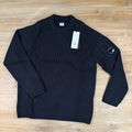 C.P. Company Full Rib Cotton Lens Crewneck Sweater in Black