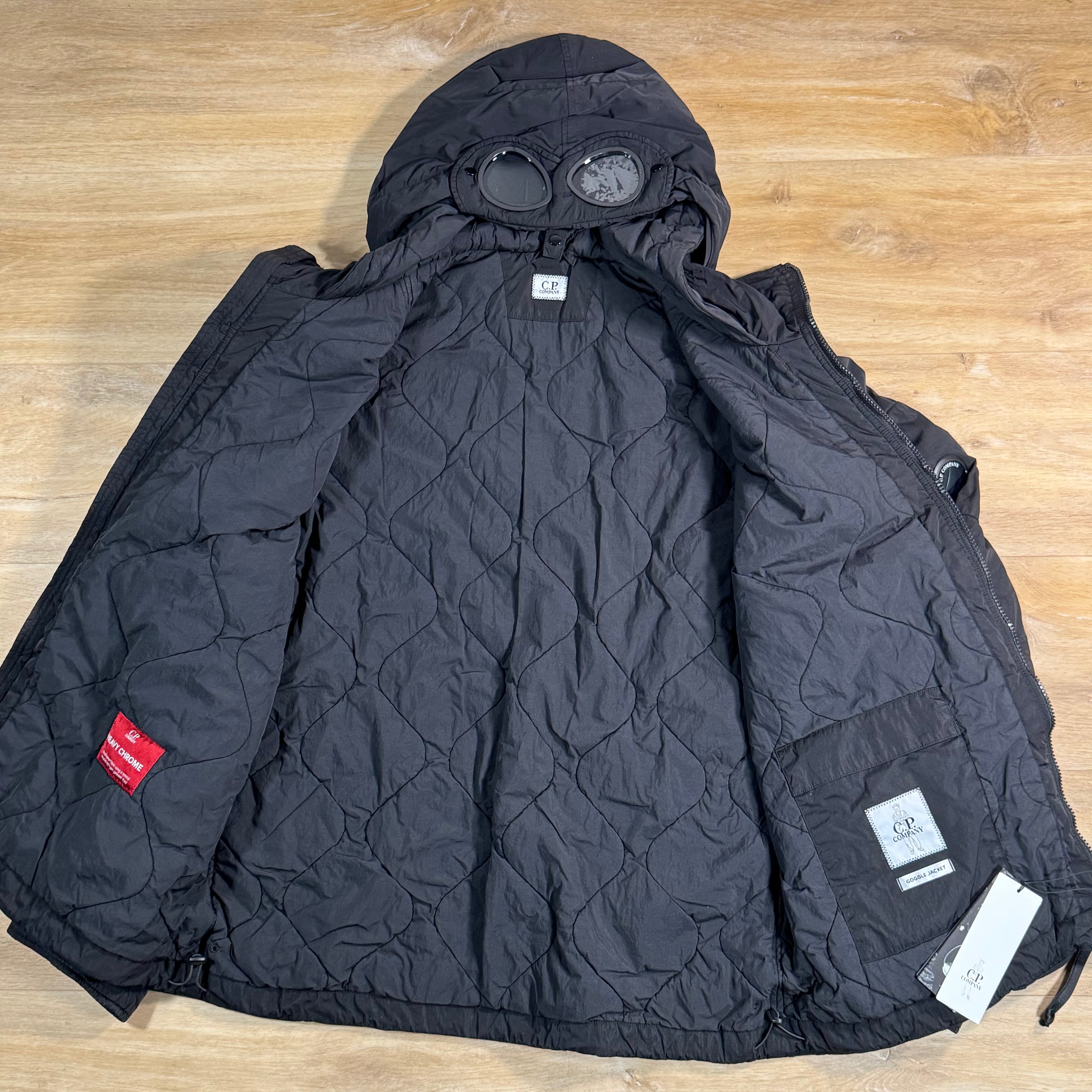 C.P. Company Heavy Chrome-R Padded Goggle Jacket in Black