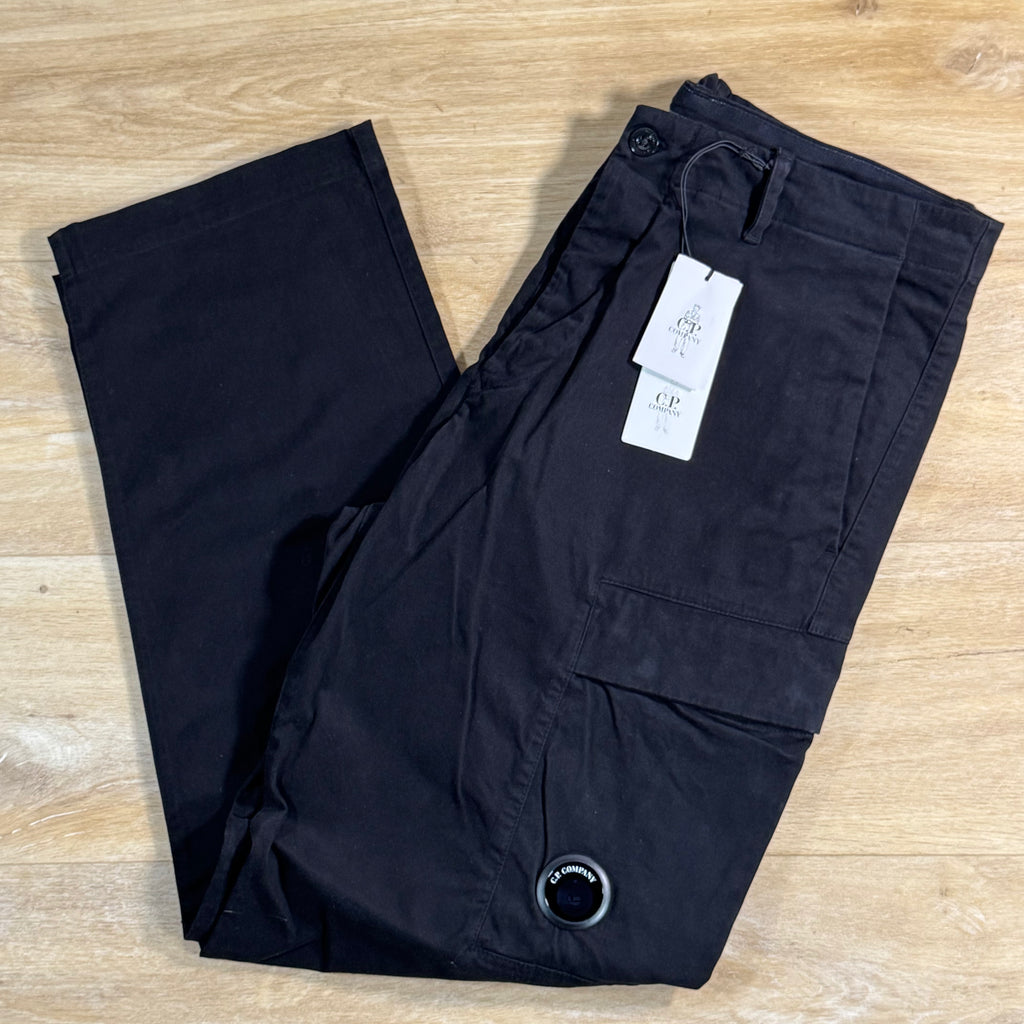 C.P. Company Stretch Sateen Lens Cargo Pants in Black