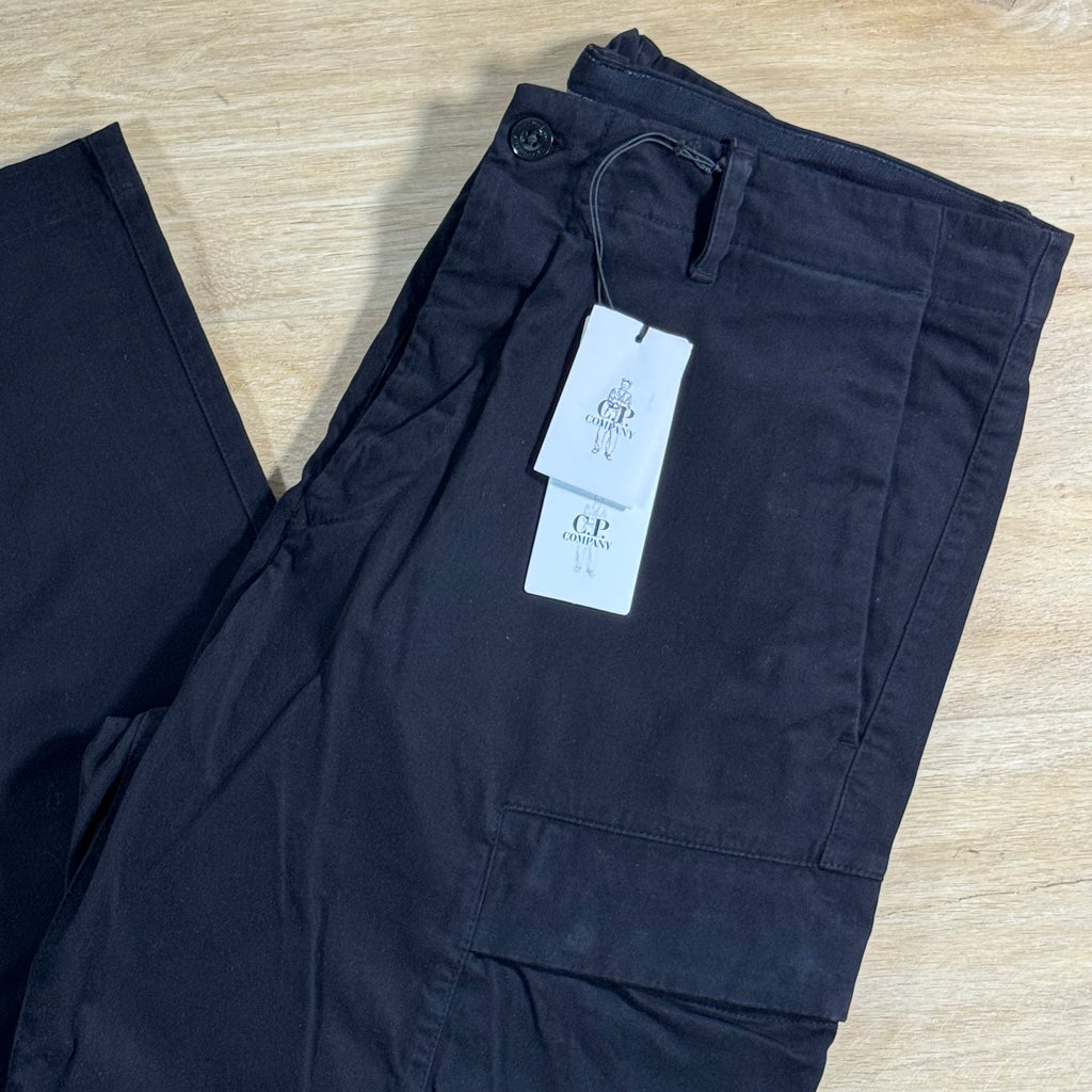 C.P. Company Stretch Sateen Lens Cargo Pants in Black