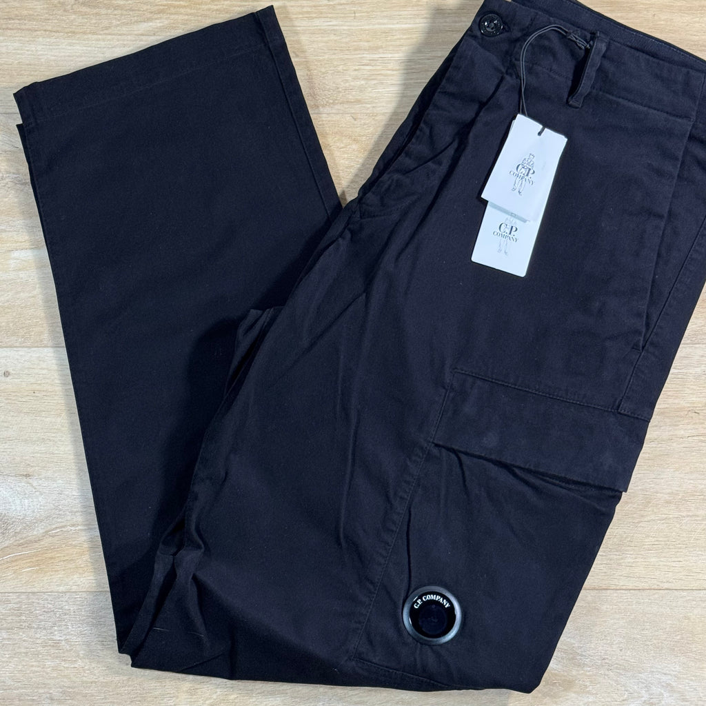C.P. Company Stretch Sateen Lens Cargo Pants in Black