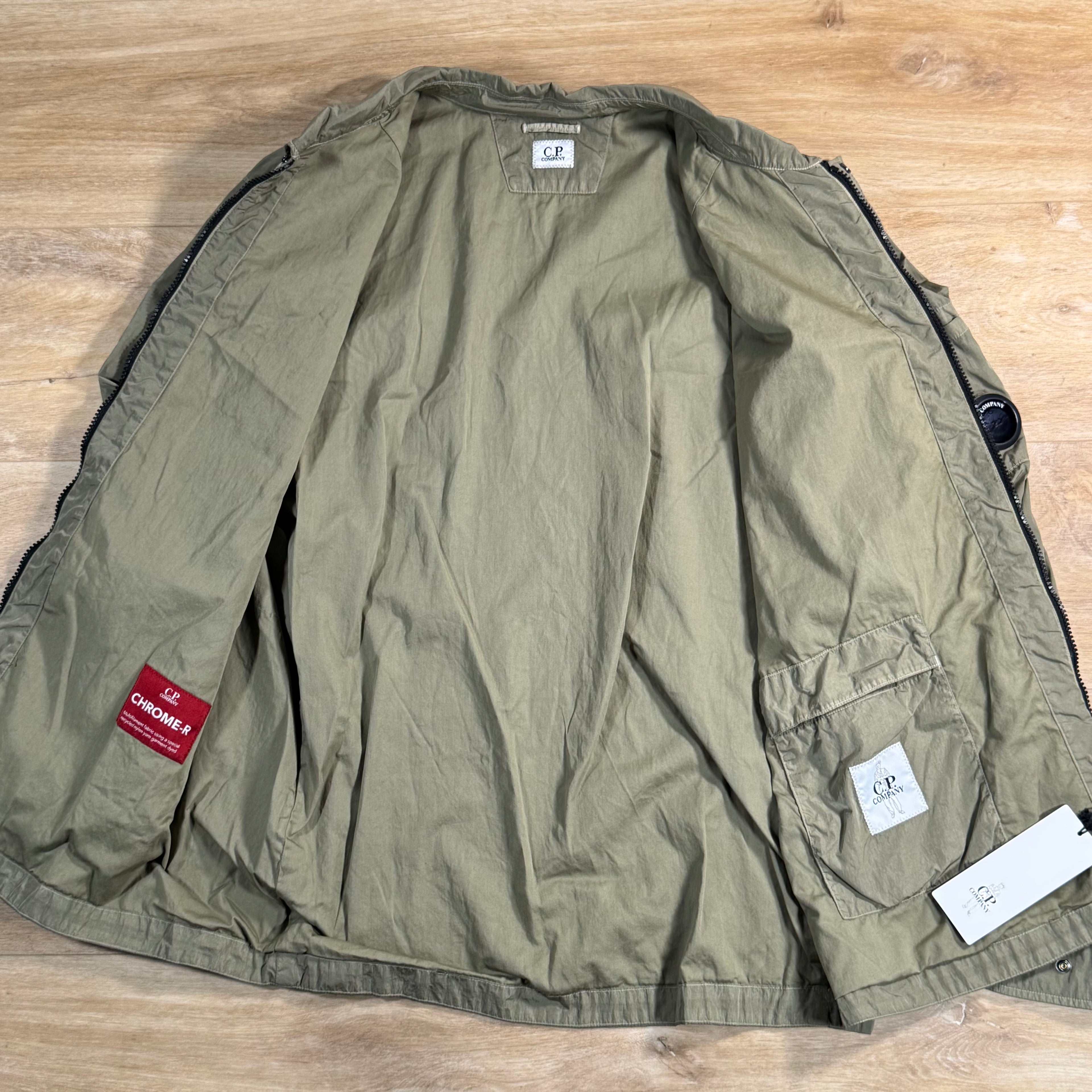 C.P. Company Chrome-R Chest Pocket Lens Overshirt in Fallen Rock - Beige