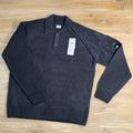 C.P. Company Chenille Cotton Lens Polo Sweater in Black