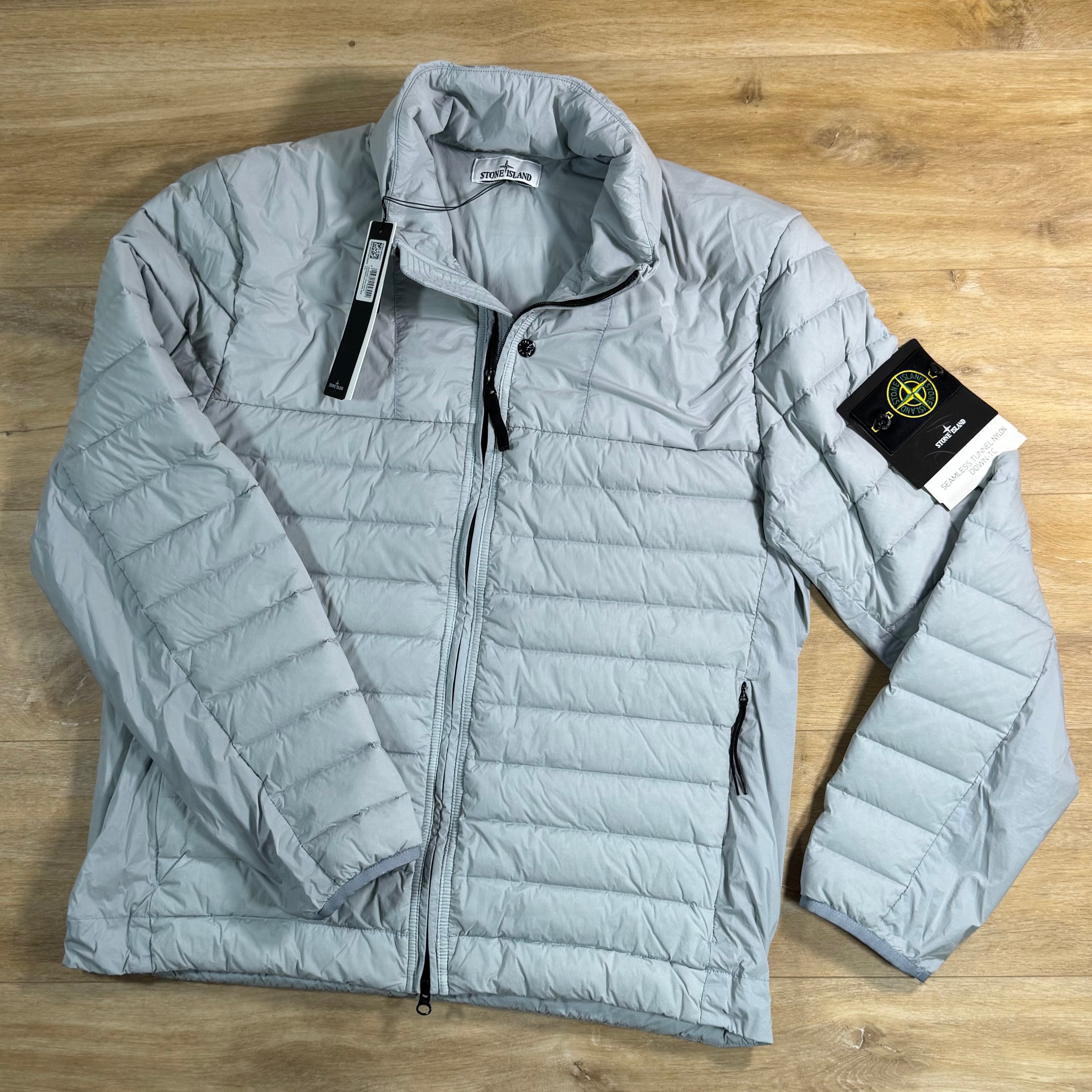 Stone Island Seamless Tunnel Nylon Down-TC Stand Collar Jacket in Ash Grey