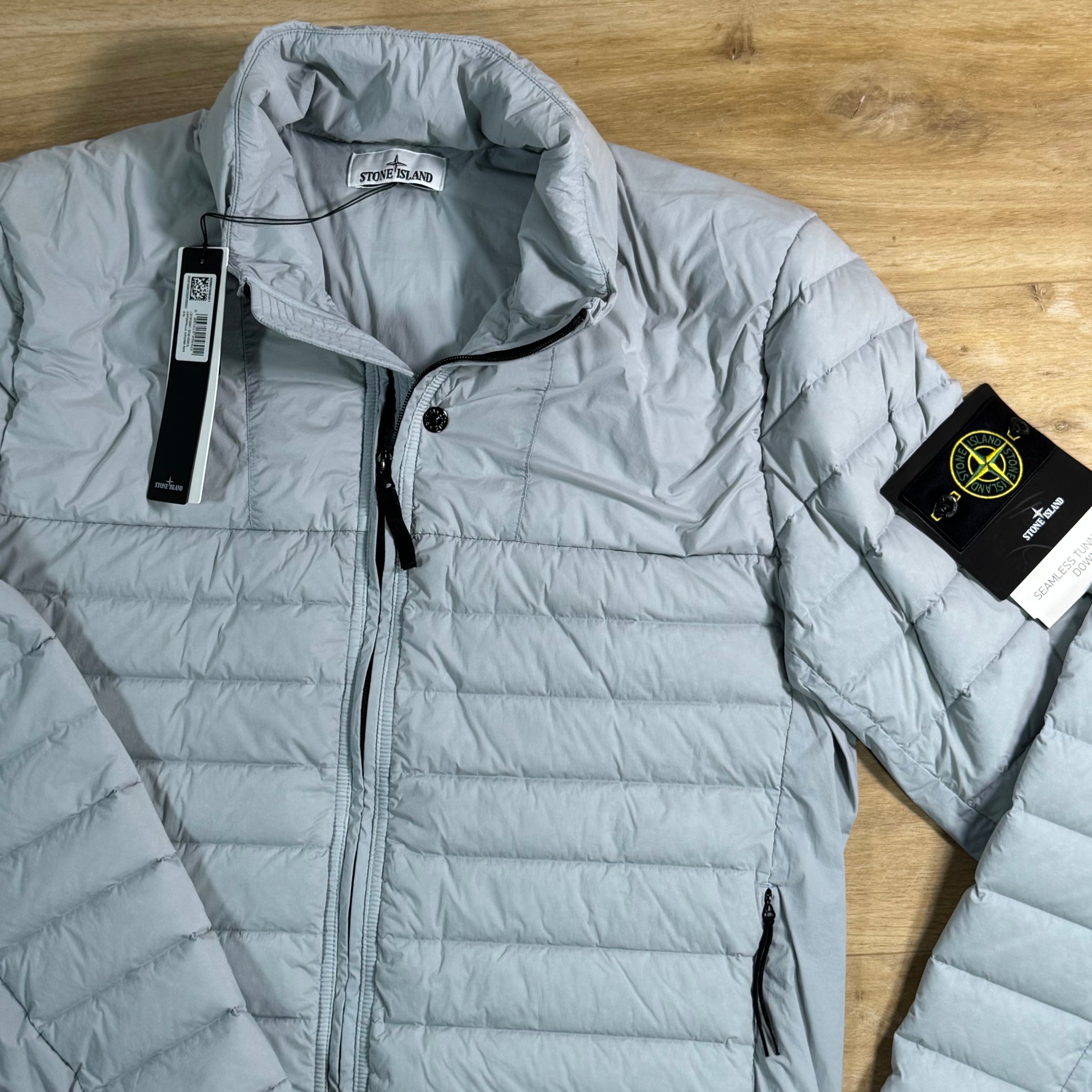 Stone Island Seamless Tunnel Nylon Down-TC Stand Collar Jacket in Ash Grey