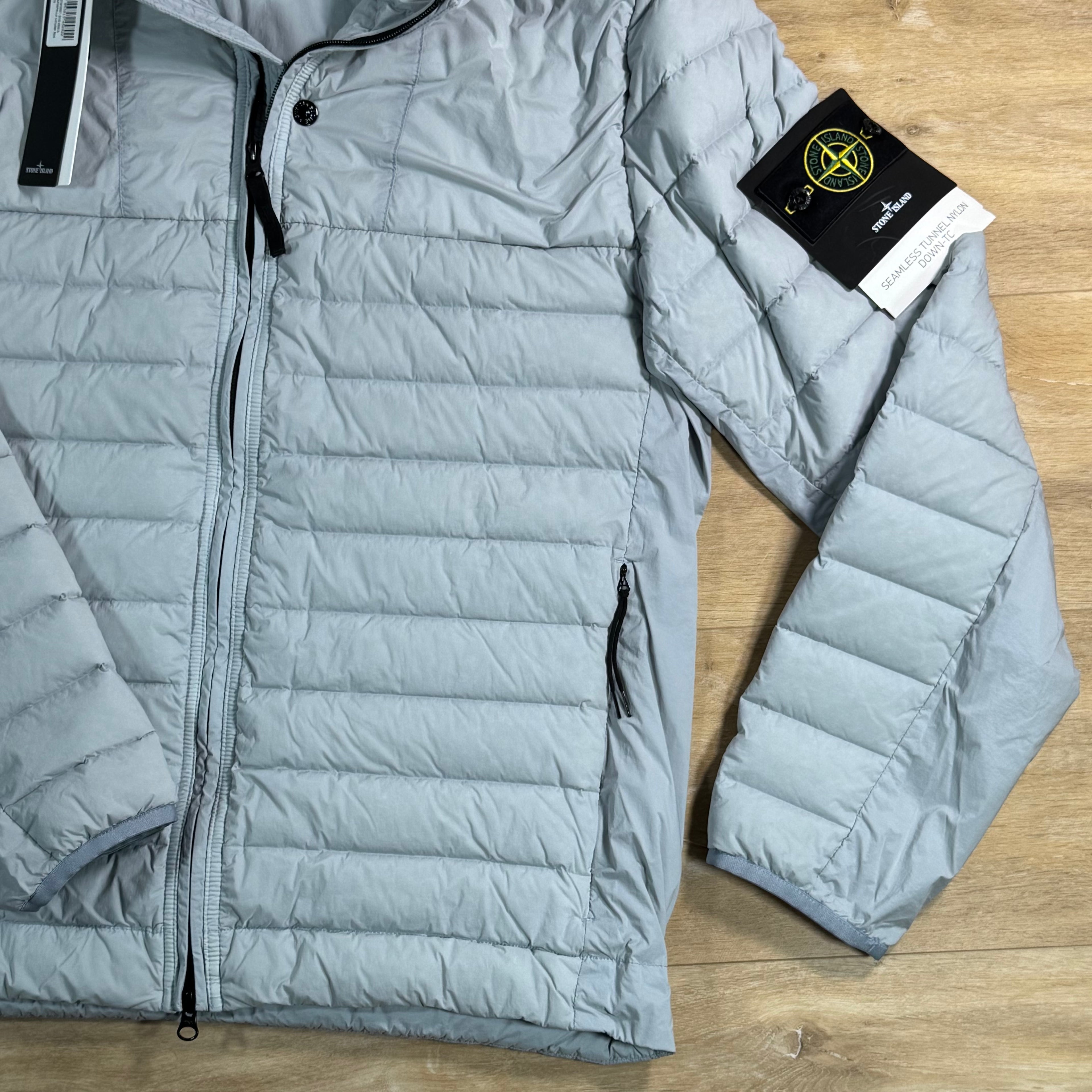 Stone Island Seamless Tunnel Nylon Down-TC Stand Collar Jacket in Ash Grey
