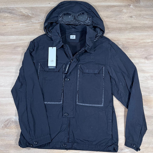 C.P. Company Flatt Nylon Goggle Overshirt in Black